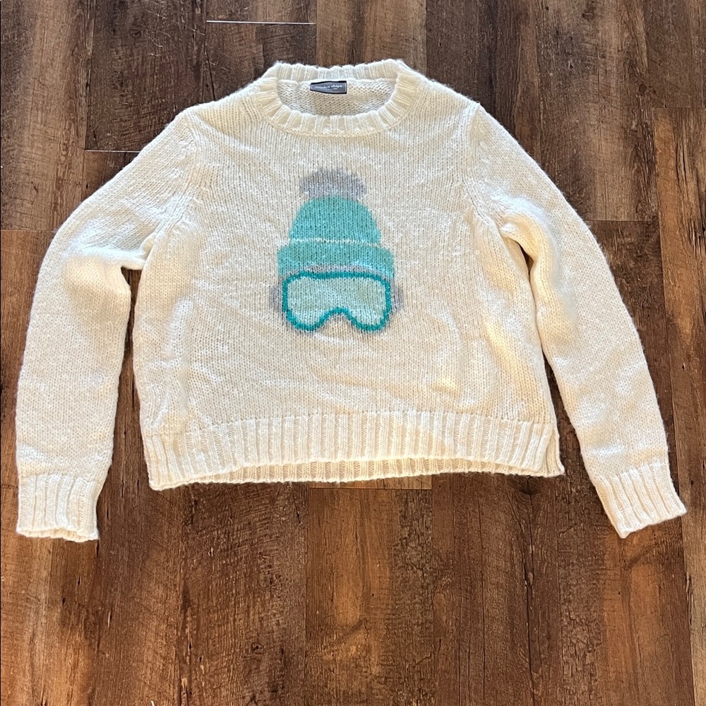 Wooden Ships Cream Sweater with Blue Graphic